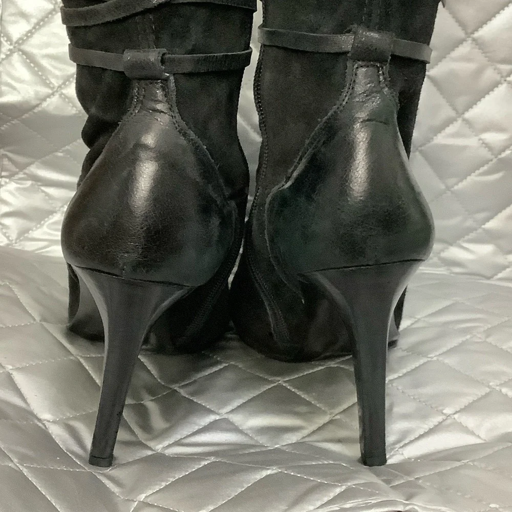 Charles David Black suede Heeled Boots, Size 7.5 - Picture 6 of 14